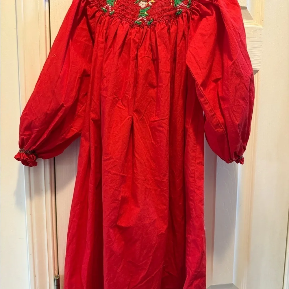 Mom & Me Smocked Christmas Elf Bishop Dress